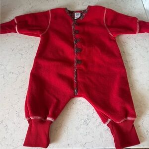 Vintage Baby Gap Red Plaid Christmas Fleece Jumper Size 3-6 Months